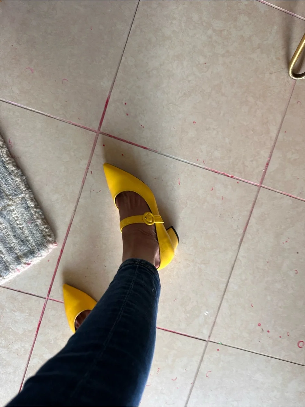 Yellow Pointed Mary Jane Heels with Buckle Strap - Picture 5 of 5